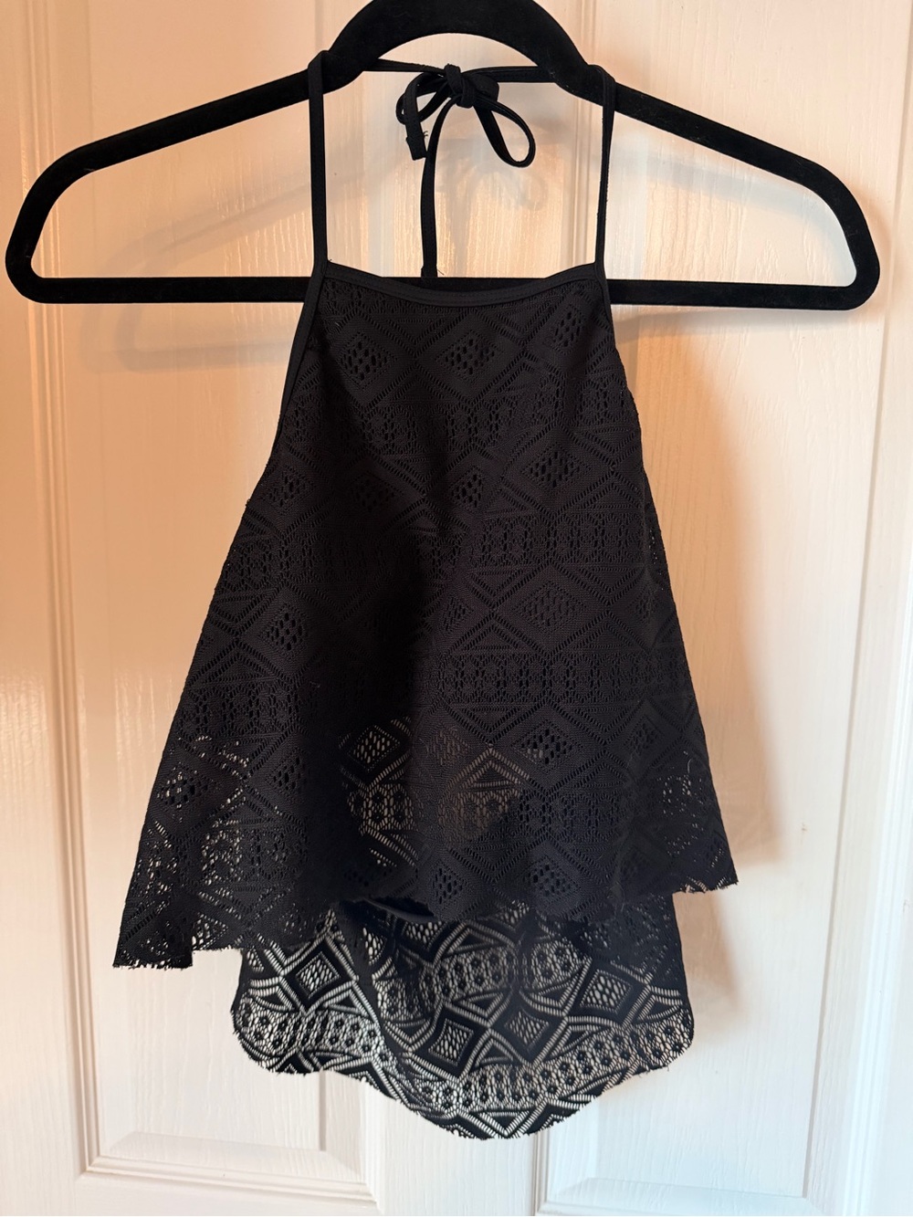 SO Black Crochet Halter Bikini Top